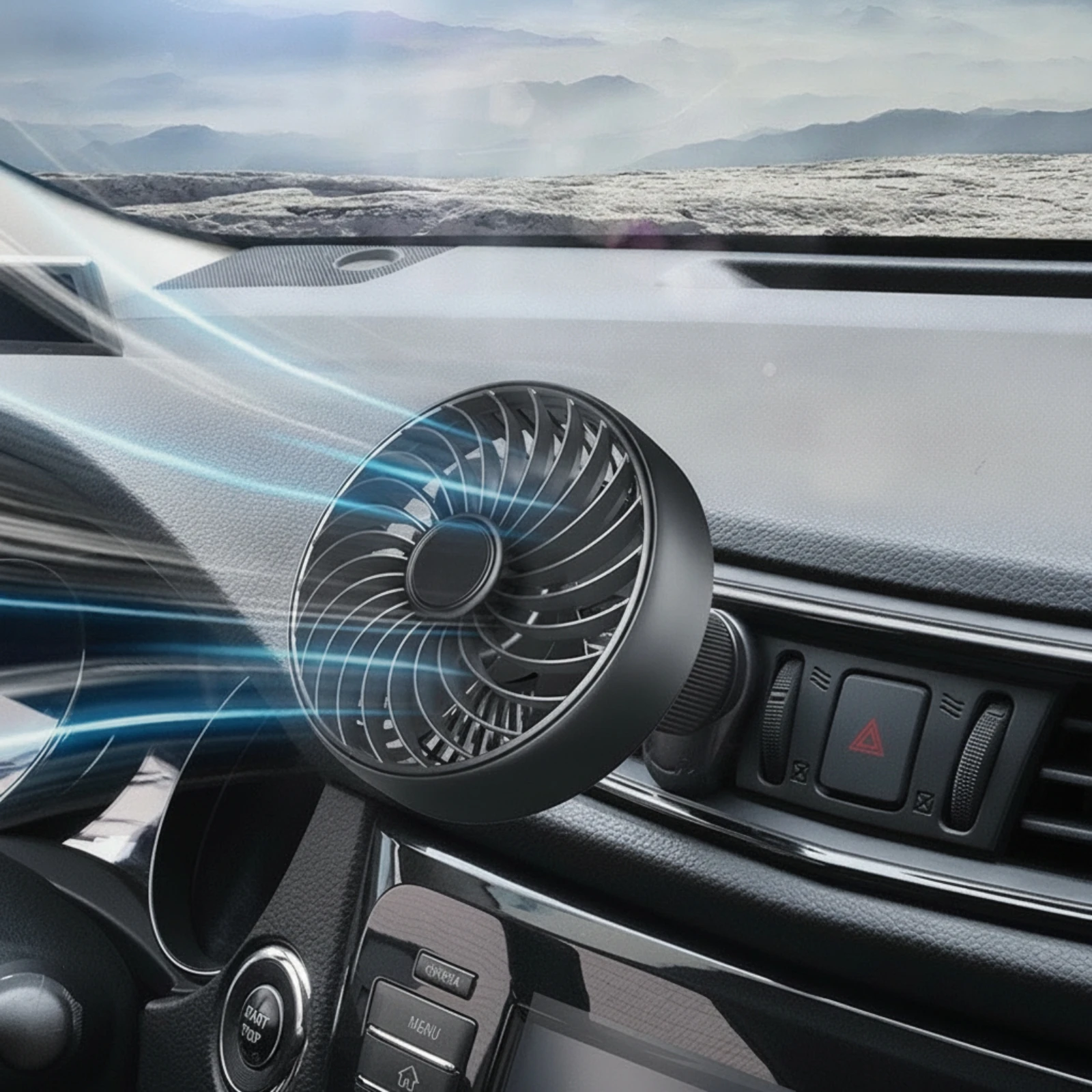 Car Air Vent Fan Compact Dashboard Vent Fan 360 Rotatable Quiet for Drivers, Hot-Weather Driving