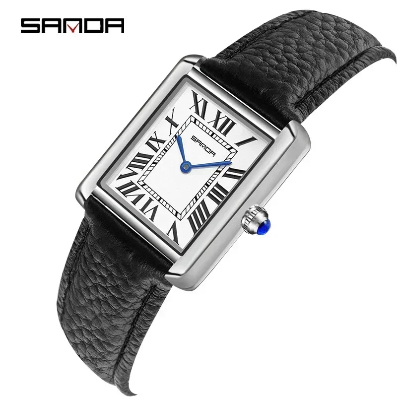 

SANDA Leather Men's Watch Top Brand Quartz Wristwatches Clock for Men Couple Watches Elegant Women Gifts Relógio Pulso