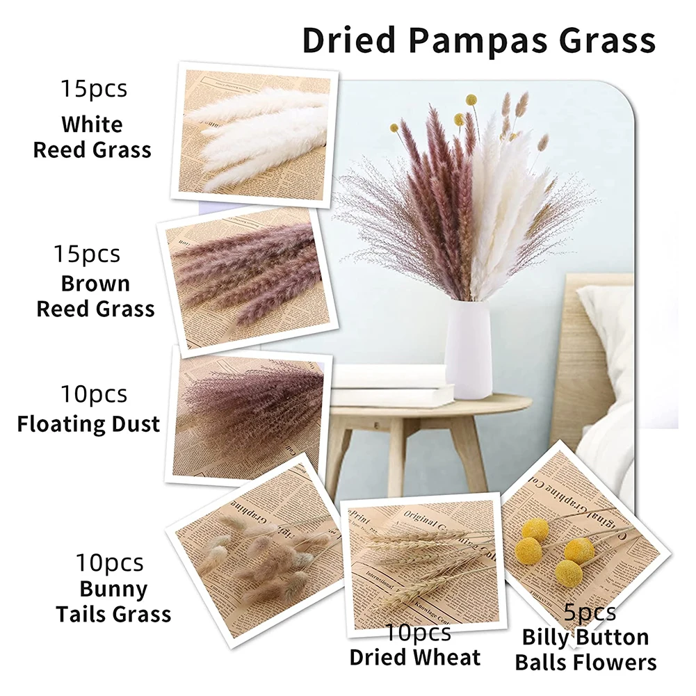 Mini Simulation Pampas Grass Set Personalized False Flower Decor For Living Room Bedroom