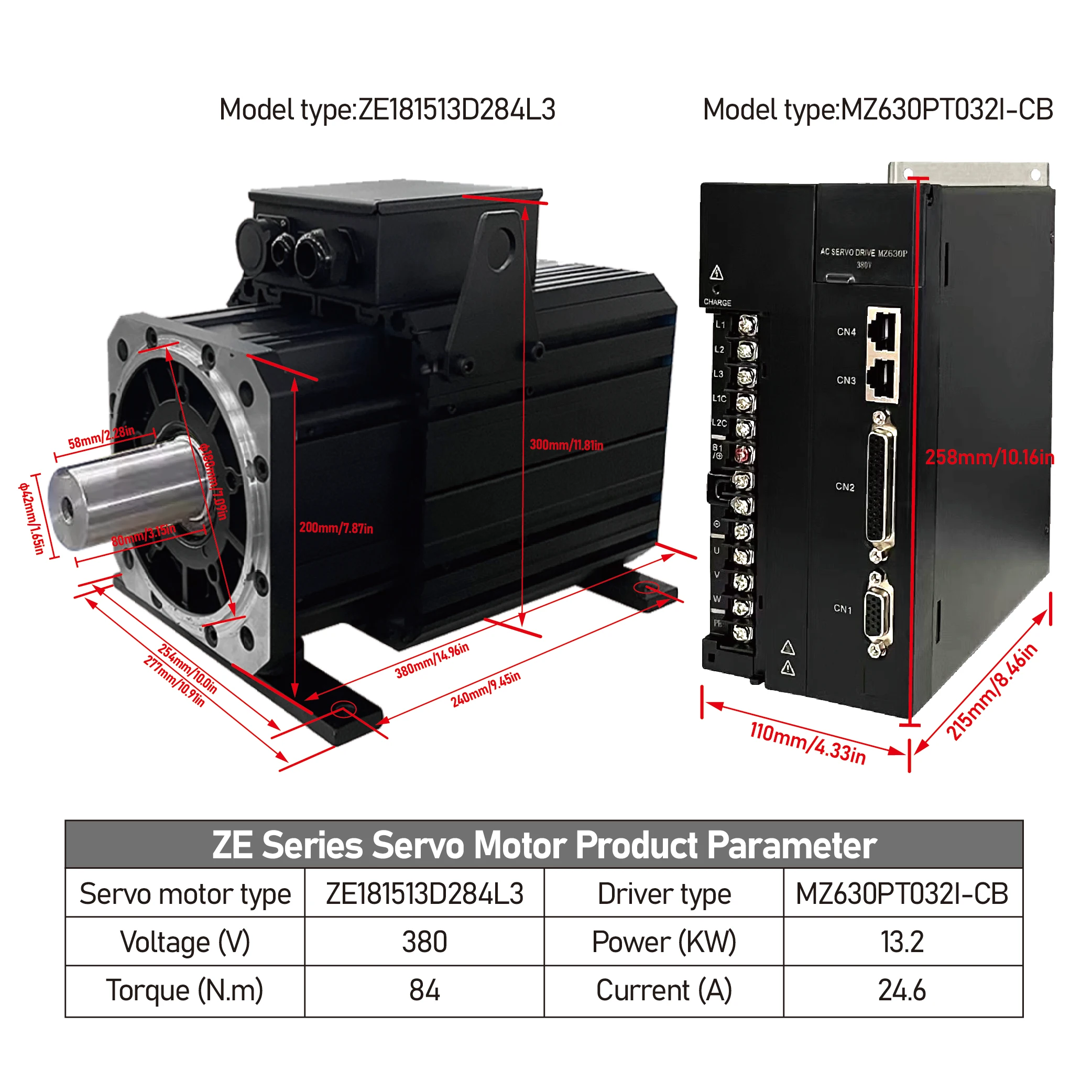 High Power Servo Motor Kit 1500rpm 13.2KW 84Nm 380V Servo Motor Ethercat High Torque Servo Motor For Drilling machines