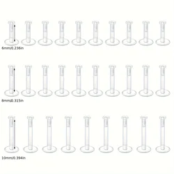 30PCS 6/8/10mm Clear Lip Rings Labret Retainer For Men and Women Cartilage Ear Nail Body Piercing Jewelry Acrylic