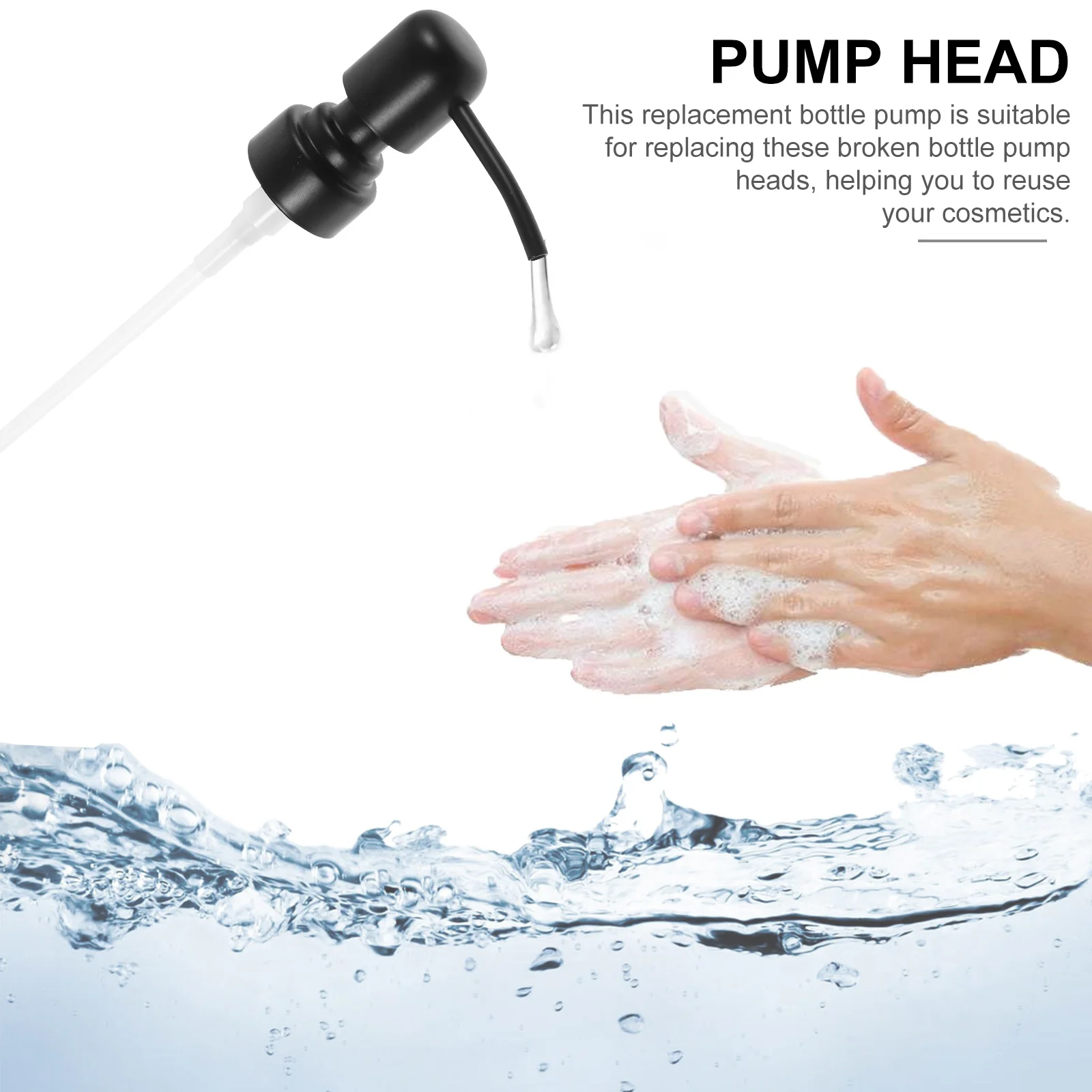 2Pcs Replacement Pump Heads Stainless Steel for Shampoo Bottle Lotion Dispenser Pump Head Soap Container Elegant Finish