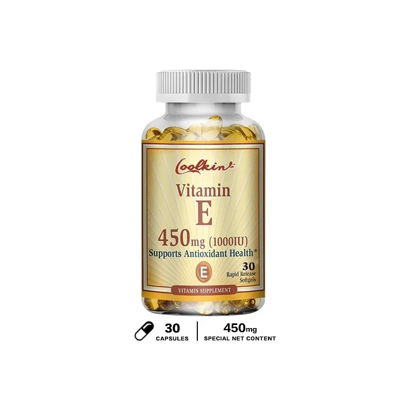 Natural Vitamin E Capsules - Brightens Skin, Tightens Skin, Reduce Wrinkles, Anti-aging, Antioxidant, Supports ImmuneSupplement