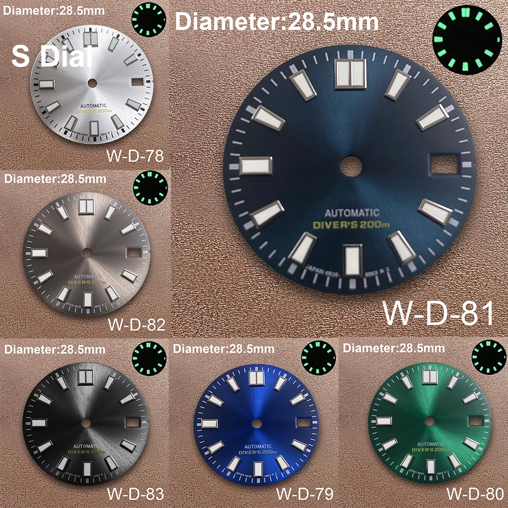 

28.5mm S Logo Sunray Dial Suitable For NH35/NH36/7S/4R Janpan Movement Strong Green Luminous Watch Modification Accessories