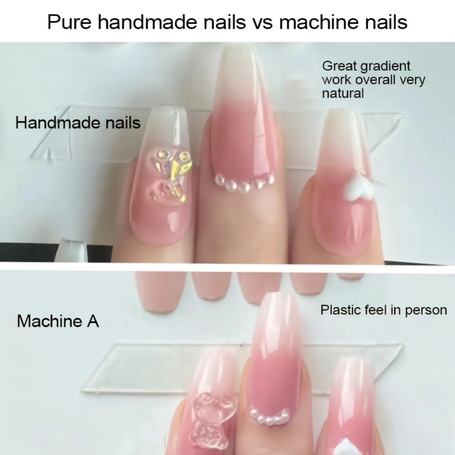 10pcs Shimmering Ice Transparent Gray Press On Nails with Magic Mirror Powder and Rhinestone Design - Glossy Long Coffin False N