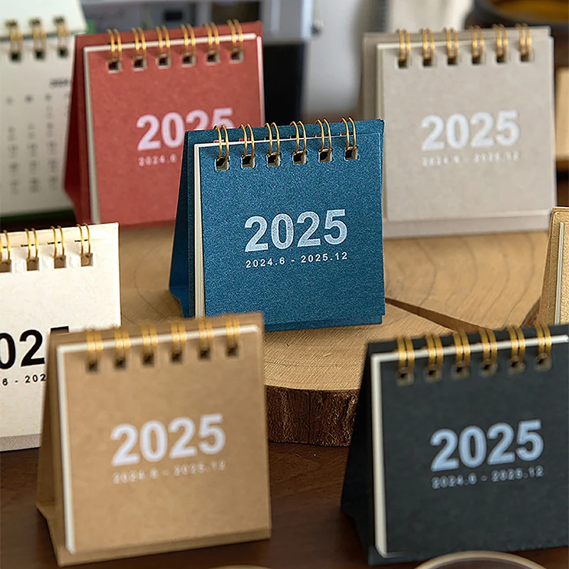Kawaii Mini Simple Small Desk Calendar Portable Calendar Punch Plan Desktop Decoration Daily Monthly Yearly Planner Gifts