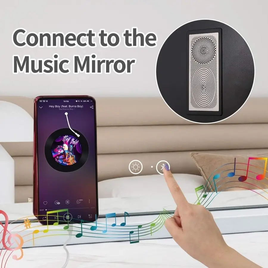 مرآة فانيتي مع أضواء ومكبر صوت بلوتوث 32x 22.8 مرآة مكياج هوليوود مع 18 لمبة LED، مرآة كبيرة مضاءة مع 3 #2