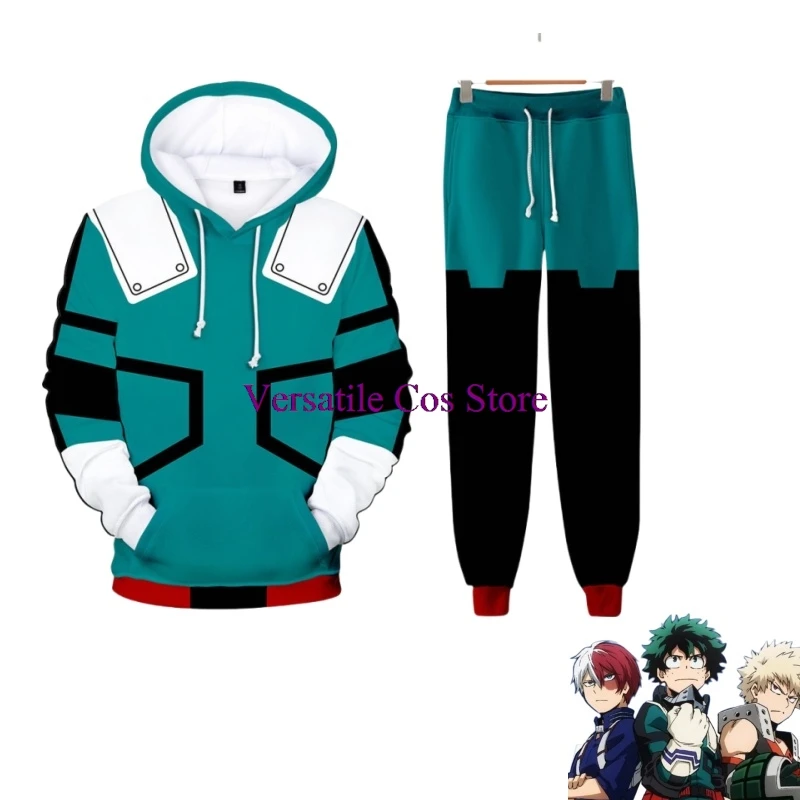 My Hero Academia Midoriya Izuku All Might Cosplay Costume School Uniform Boku No Hero Academia 3D Print Mens Hoodies Pants suit