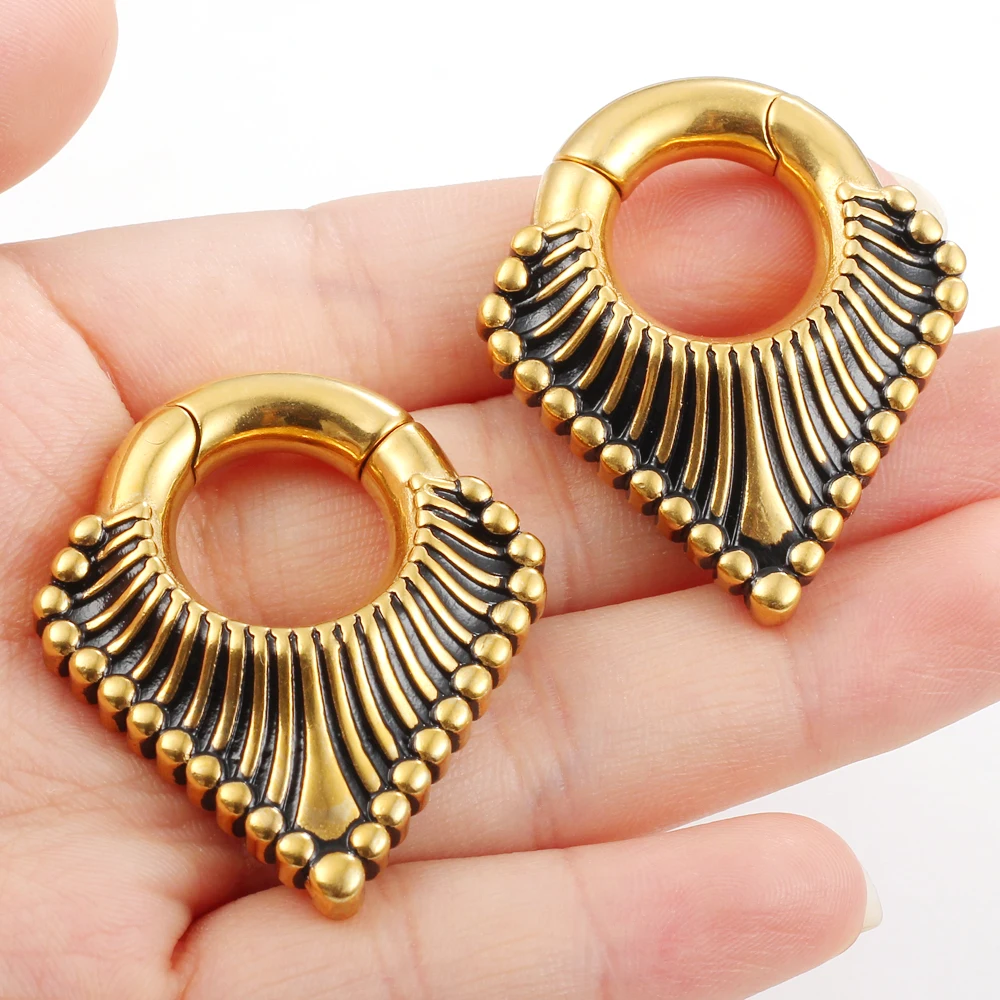 Twolobes 2PCS Vintage Ear Weights Hangers 316 Stainless Steel Tunnels Gauges for Stretched Lobe Piercing Jewelry New Arrival