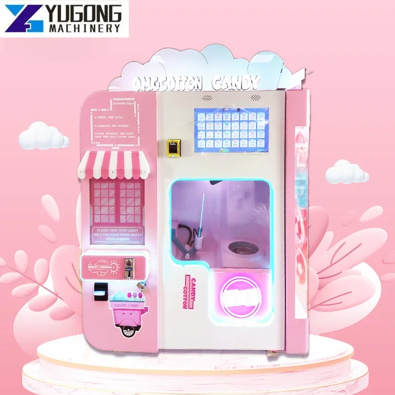YG Latest Commercial Snack Machines Cotton Candy Making Automatic Candy Floss Vending Machine