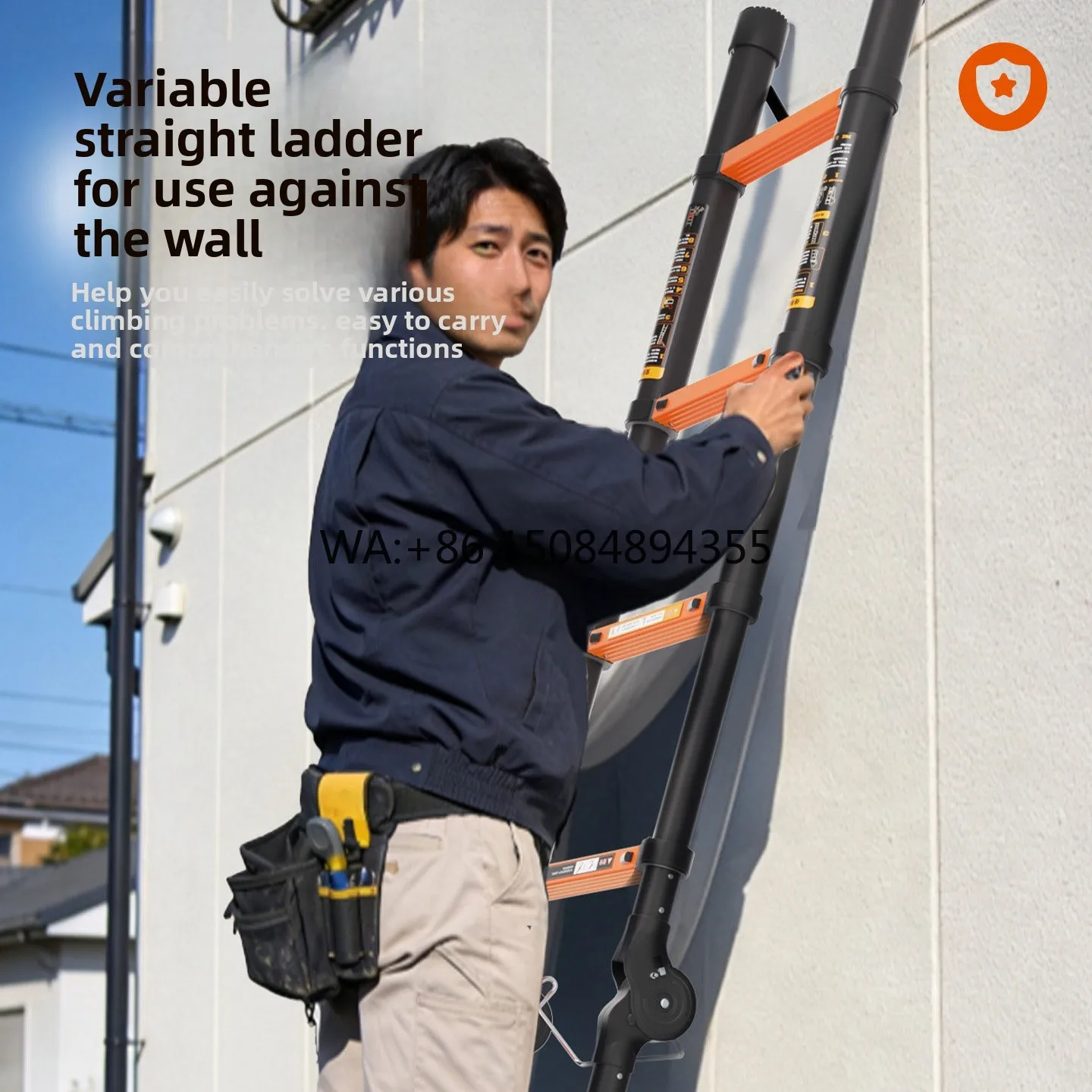 DELI  Carbon Steel A-Frame Ladder Household Telescopic Folding Multi-Purpose Thickened Step Stool Portable Construction