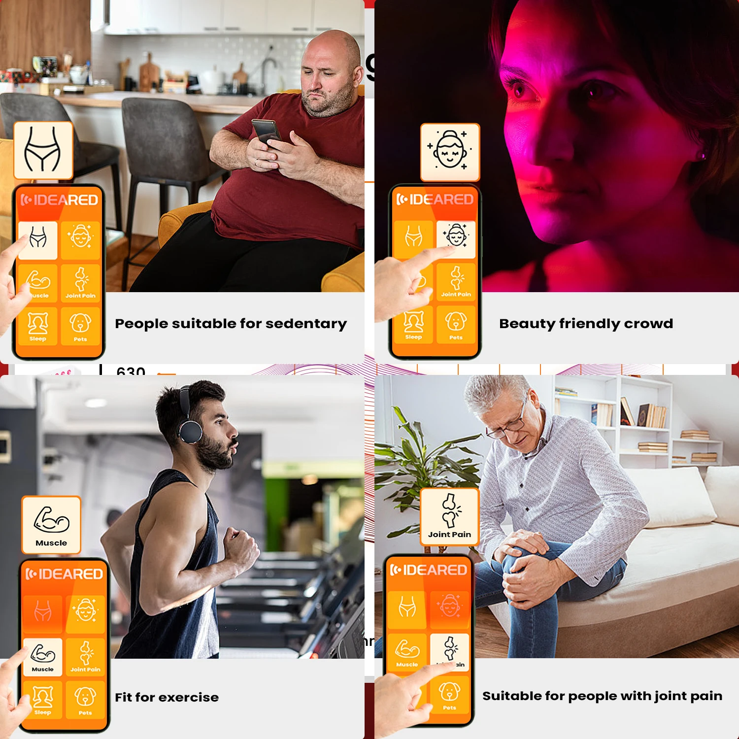 IDEATHERAPY 480 590 630 810 830 1060nm Panel de terapia de luz roja portátil Panel de terapia de luz LED Terapia de luz roja