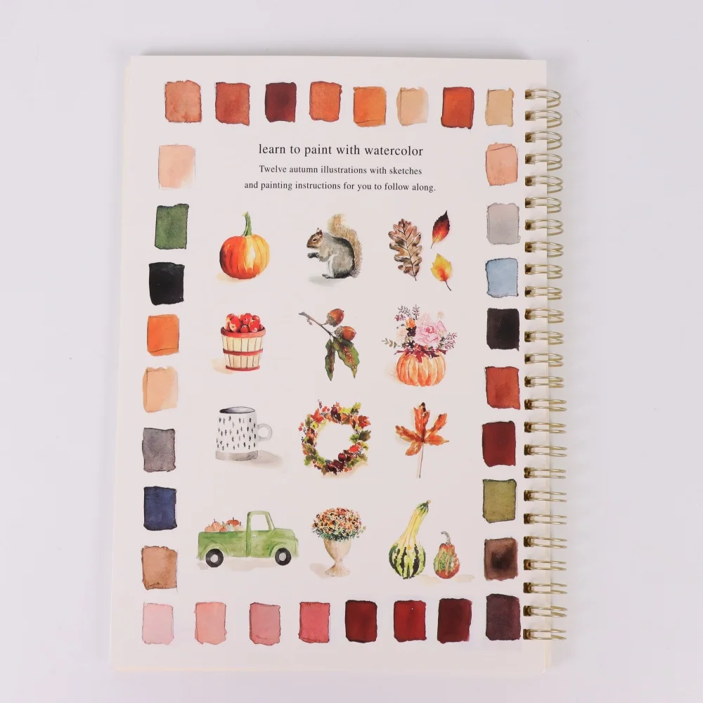 1/6 قطعة كتاب رسم بالألوان المائية للبالغين مع ربط حلزوني، نشاط فني للبالغين، مجلة ألوان مائية، كتاب تلوين بالألوان المائية