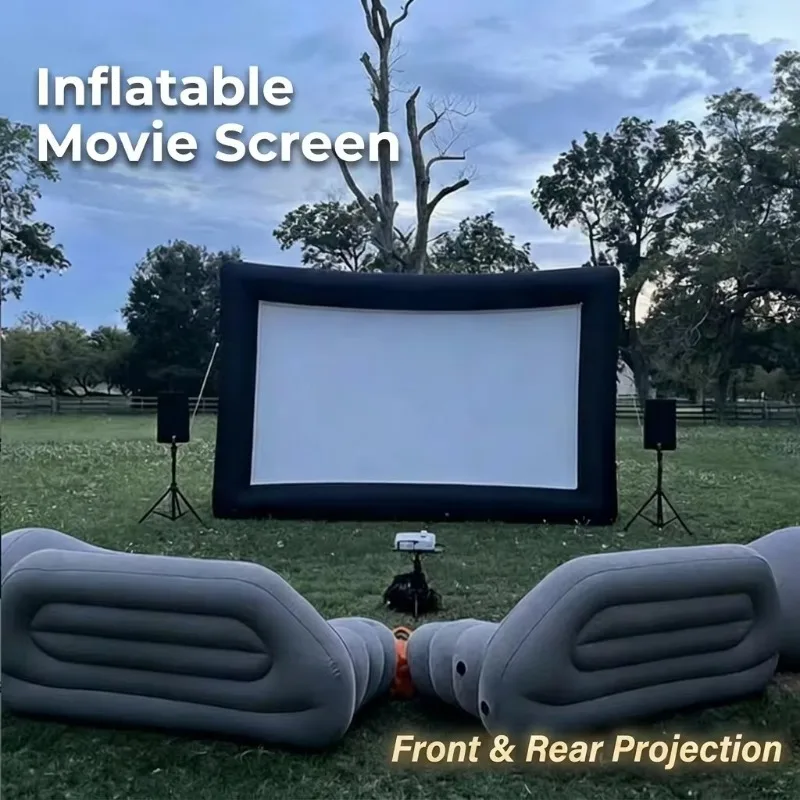 

14ft 16ft Inflatable Outdoor Movie Screen, Front & Rear Projection Waterproof Cloth Cinema Screen for Backyard Party