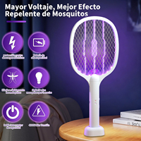 2 in 1 Electric Fly Swatter Handheld Fly Killer and Mosquito Trap Lamp Safe Rechargeable for Home Office Backyard Patio Camping