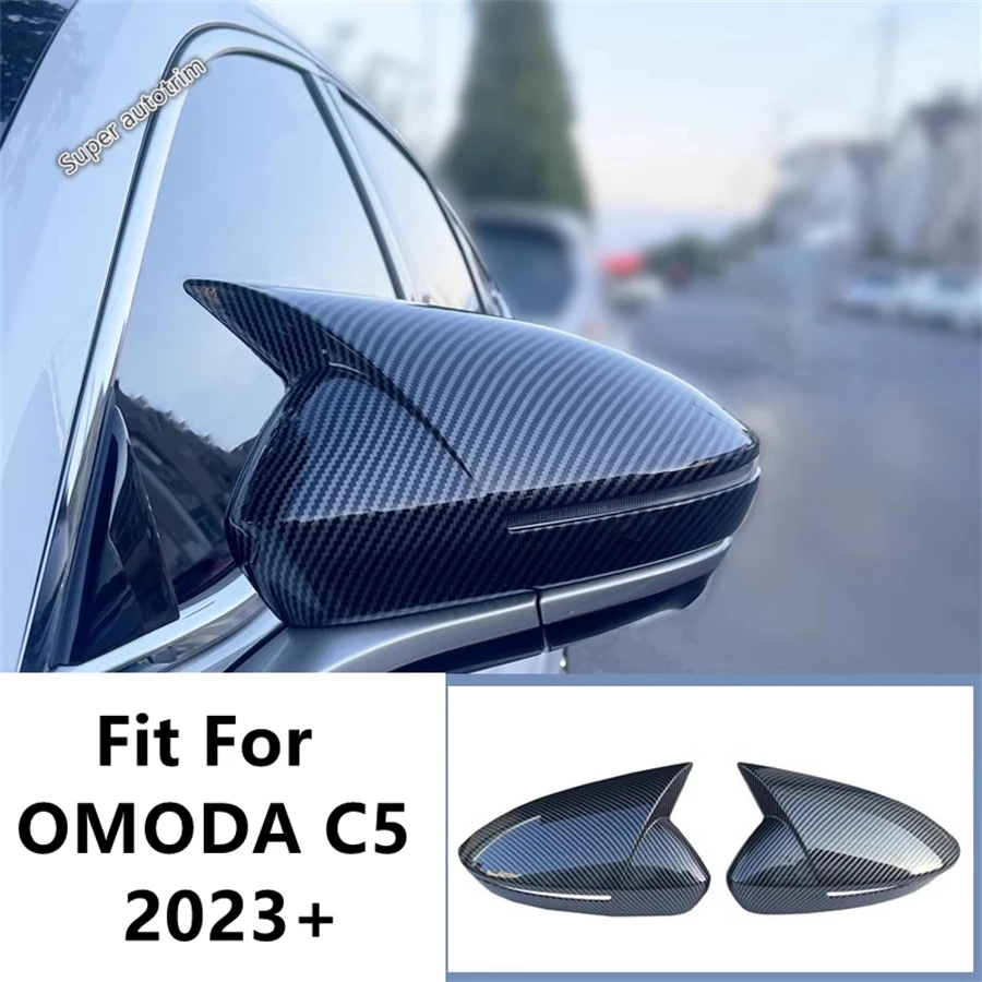 Rearview Mirror Cap Shell Decoration Protection Cover Trim Fit For OMODA C5 2023 2024 2025 ABS Black / Carbon Fiber Accessories