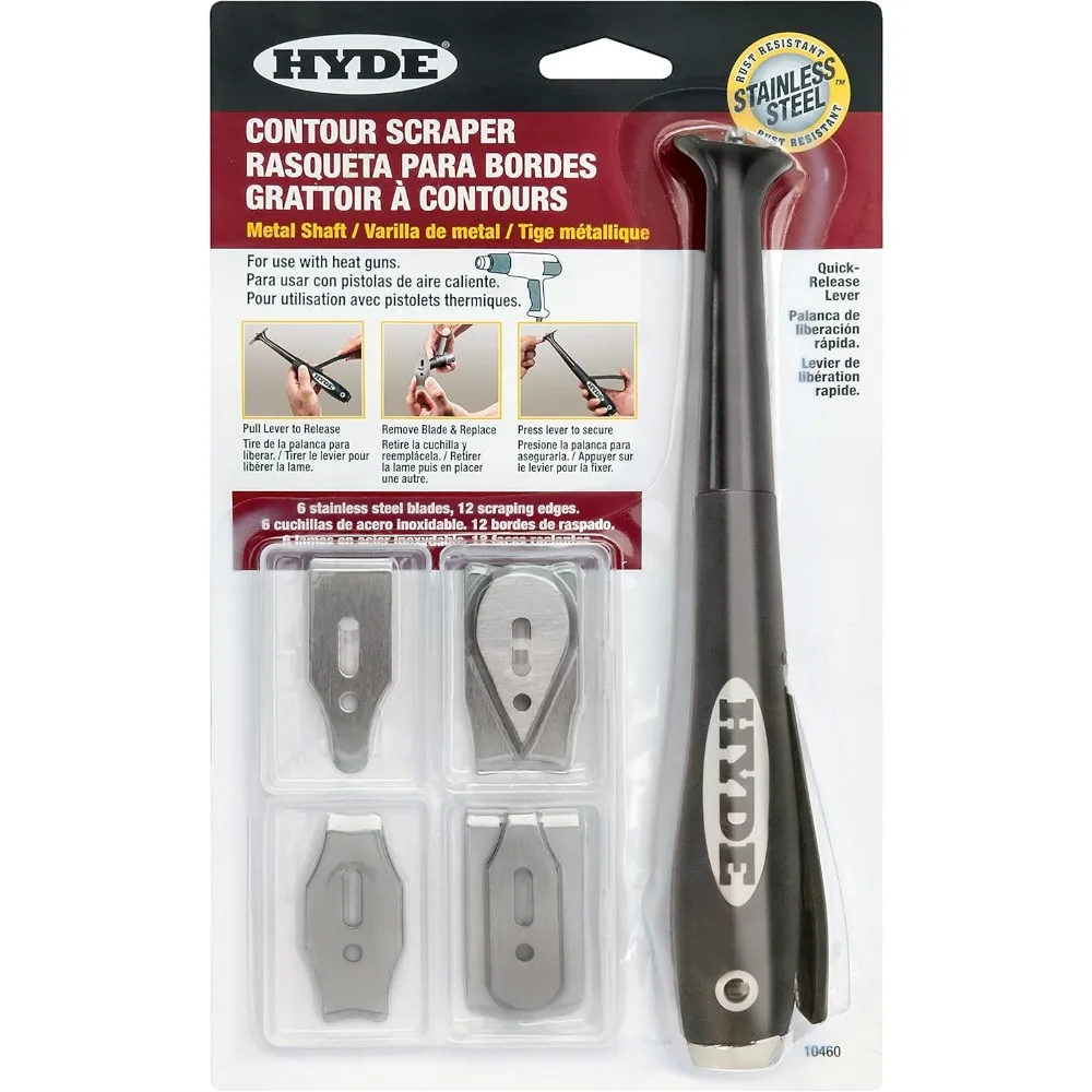 Hyde Contour Scraper with 6 Changeable Blades , multicolor - 10450