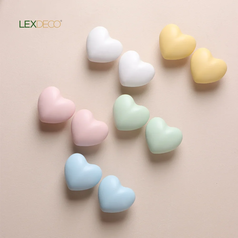 

2 Pack LEXDECO Heart Furniture Handles Cabinet Knobs Pulls for Drawers Cabinet Home Decor Lovely 5 Matte Colors Ceramic