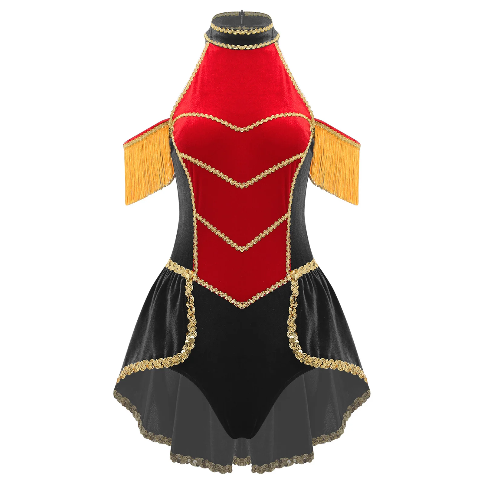 

Women Festival Marching Band Honor Guard Performance Velvet Bodysuit Carnival Themed Party Halloween Circus Role Play Outfits