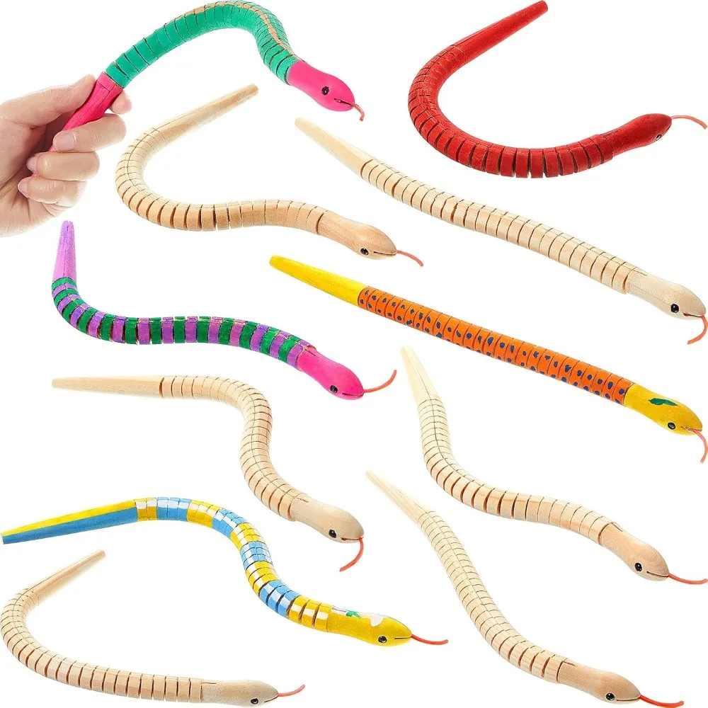 

Unfinished Wooden Snake Crafts 12 Inch Flexible Jointed Snakes for Painting DIY Art Projects Halloween Birthday Party