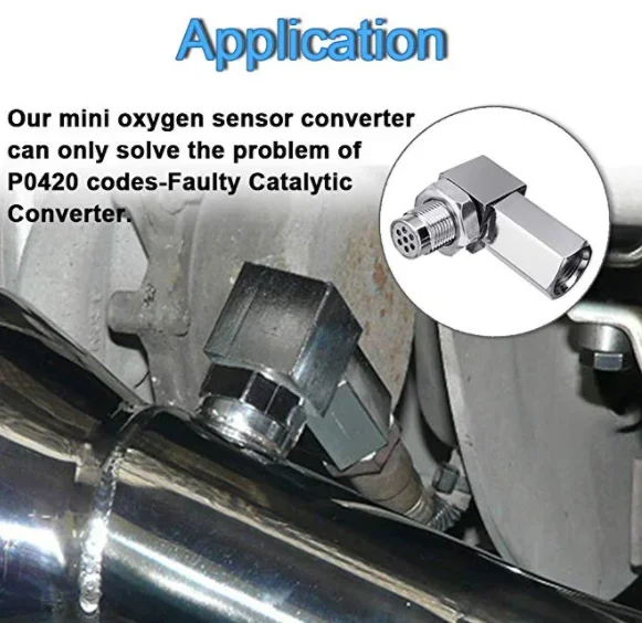 Universal Oxygen Sensor Spacer 90 Degree Auto Oxygen Sensor Angled Adapter Mini Catalytic Converter Check Engine Light CEL Fix O