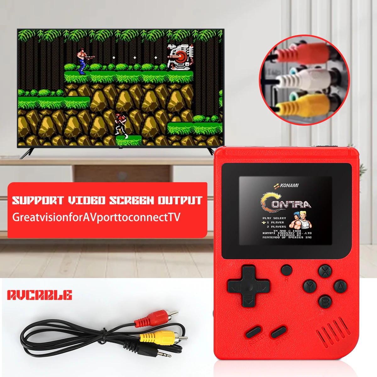 

JETE Red Retro Classic Games Children's Handheld Small Game Console With Hundreds Of Game Charging Can Be Connected To The TV