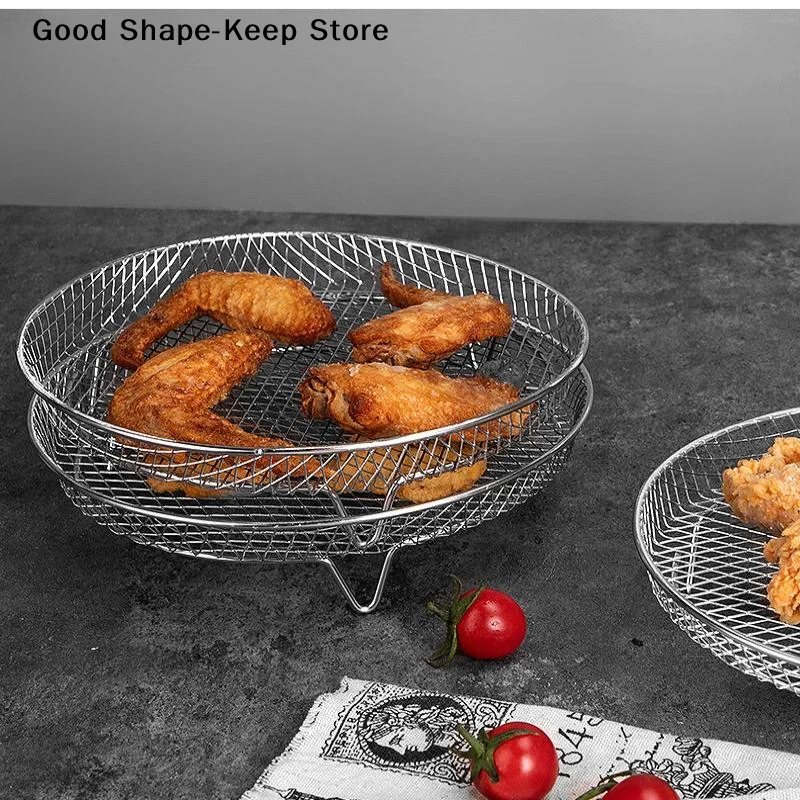 dailyStainless Steel Air Fryer Grille Suitable For Air Fryers Oven Grill Stackable Grill Kitchen Utensils Cook Multiple Foods