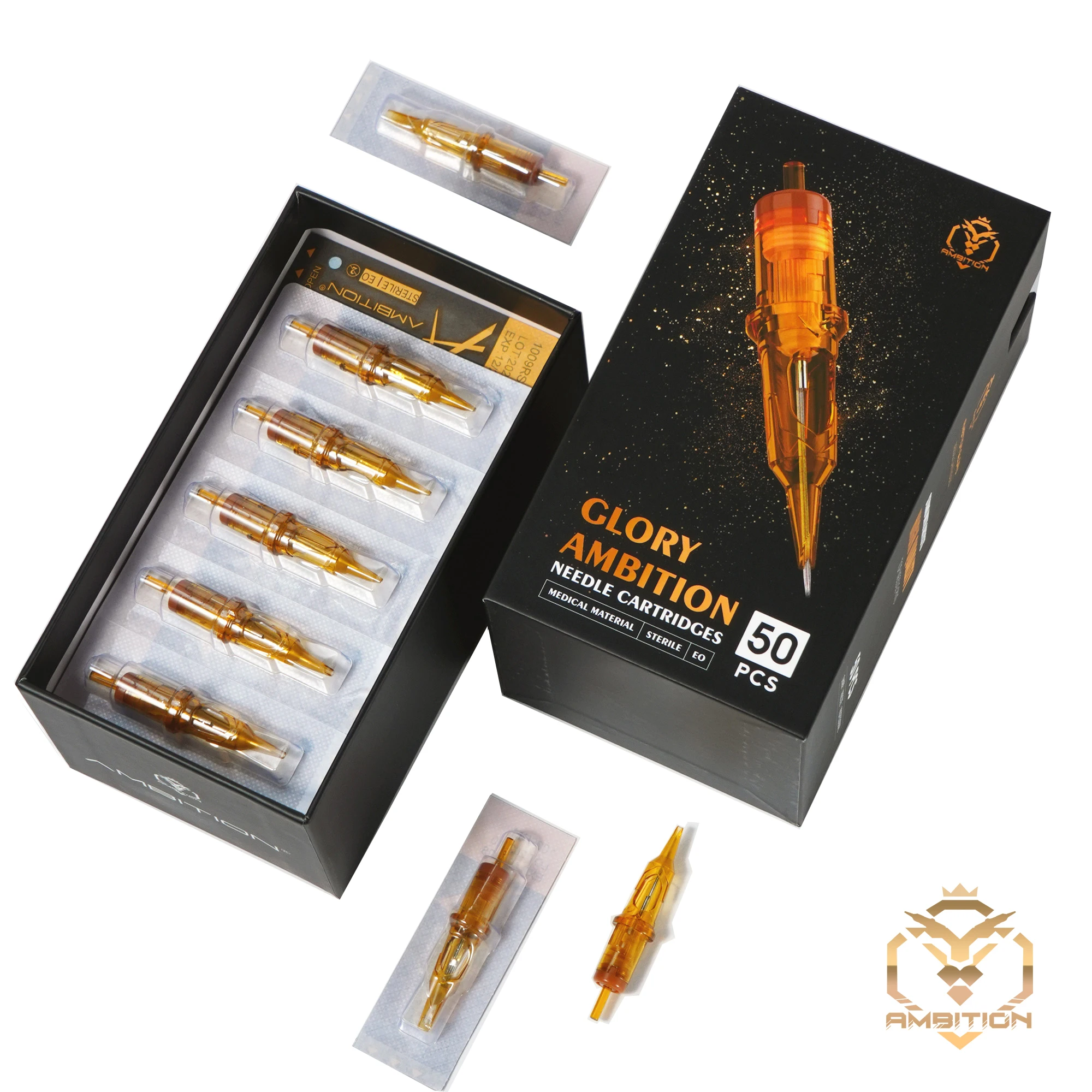 Ambition 50pcs/Box Glory Mixed Size RL/RS/RM/M1 Tattoo Cartridge Needles Permanent Makeup for Tattoo Machine Supply 0.3mm/0.35mm