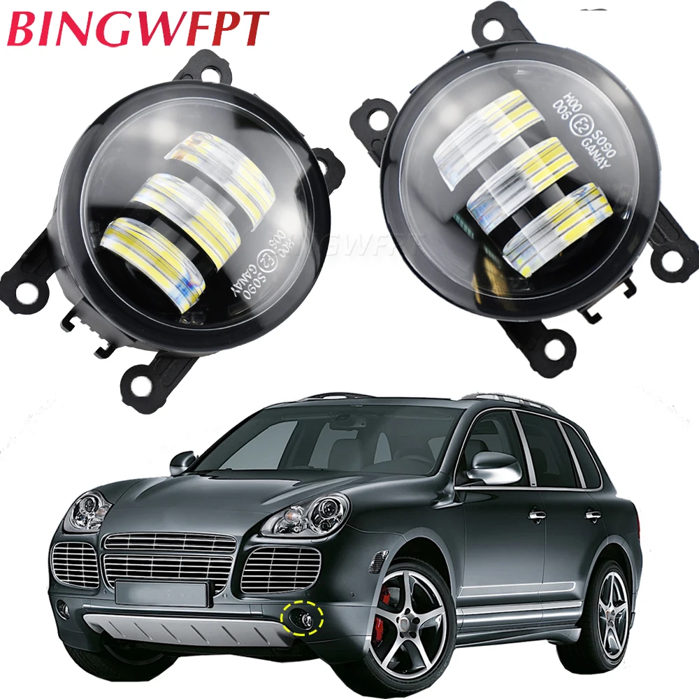 LED Lens Fog Light Accessories For Porsche Cayenne 955 2002-2015 Car Front Bumper Fog Lamp DRL Daytime Running Light 12V