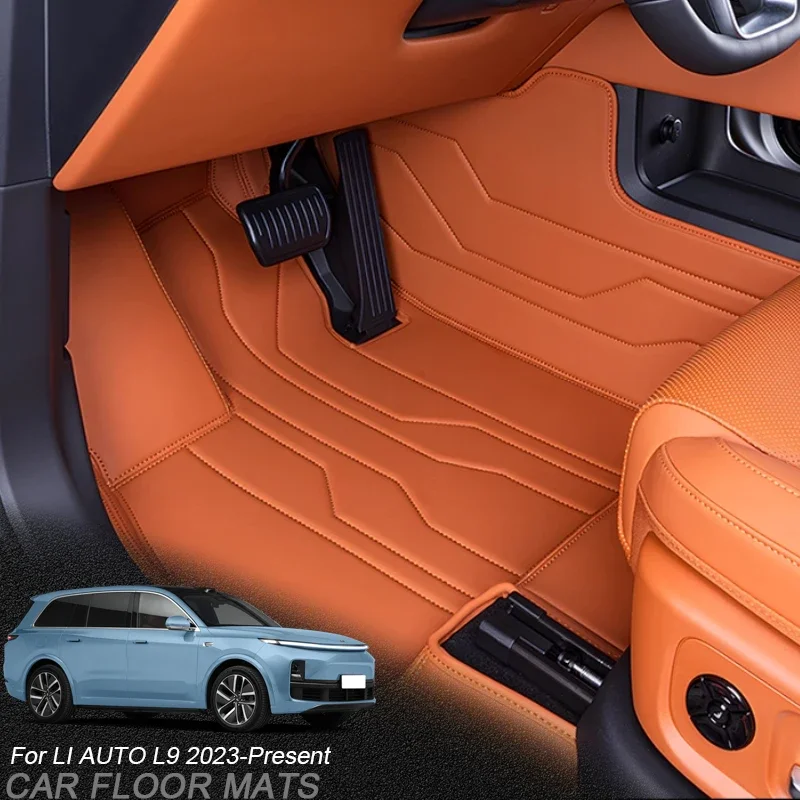For LI AUTO L9 2023-Present Custom Nappa Leather Anti-Slip Car Foot Protect Mat Luxury Waterproof Floor Pad Interior Accessory