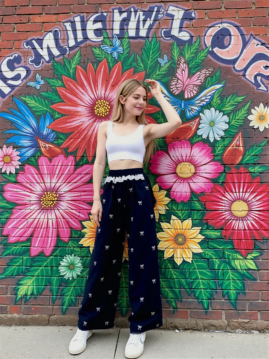 المرأة السراويل الفضفاضة الأسود المشمش نمط غير رسمي التدرج اللون المرأة موضة قوس قزح أومبير صبغ العصرية الحديثة الشباب أنيق نادي #5