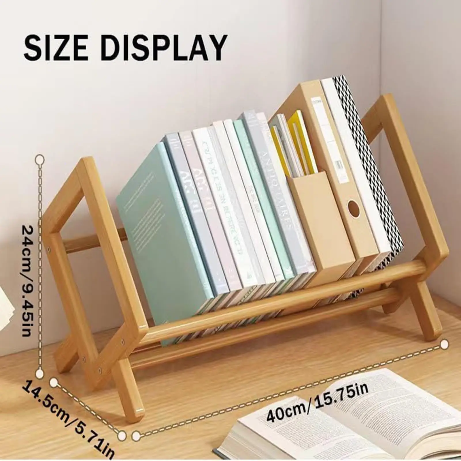 Simple Bookshelf Small Wood Bookshelf Student Desk Table Bookshelf Mini Wood Shelf Home Office Bookcase Wooden Shelves image 2