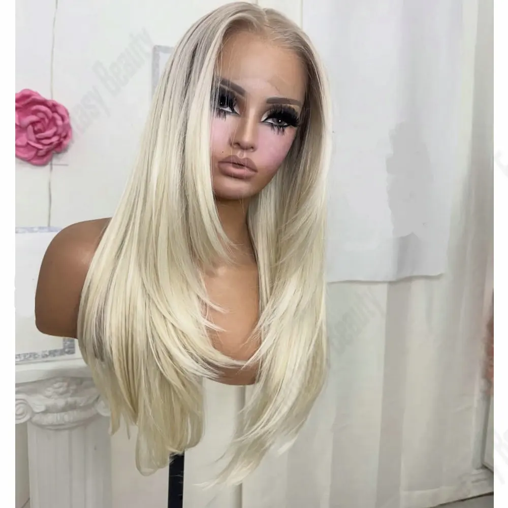 

Glueless Light Blonde Balayage Remy European Human Hair 13x6 Transparent Lace Front Wig for Women 200 Density Full Lace Wig