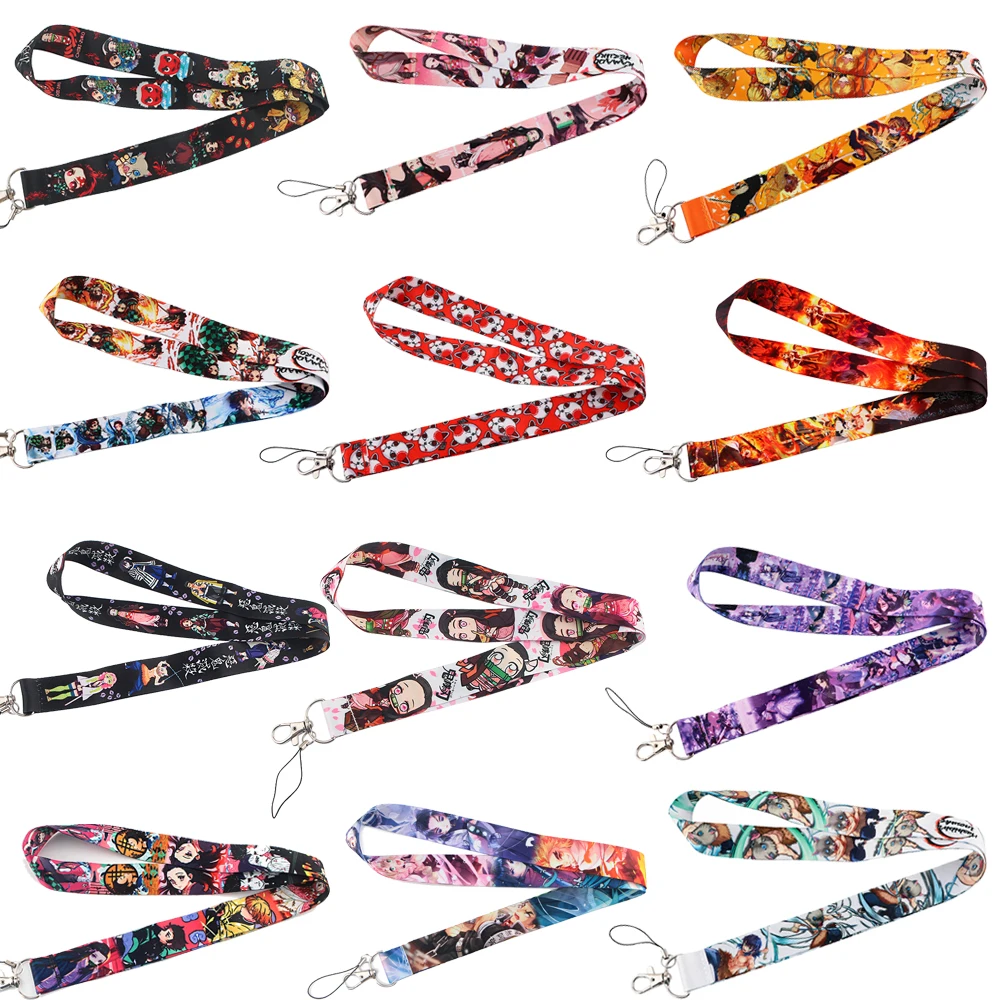 Japanese Anime Cool Lanyards Keys Chain ID Credit Card Cover Pass Mobile Phone Charm Neck Straps Accessories For Friends Gifts