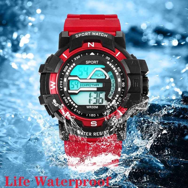 YIKAZE Men\'s Sports Watches Waterproof Digital Watch Alarm Clock Man Student Multifunction Military Sport Electronic Wristwatch