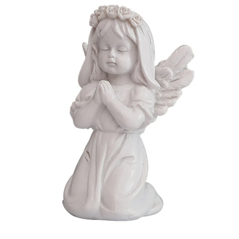 DIY Cute Mini Angels Statues European Resin Cupid Angel Decoration Figurine Pray Cherub Sculpture for Home Desktop Ornament Gift