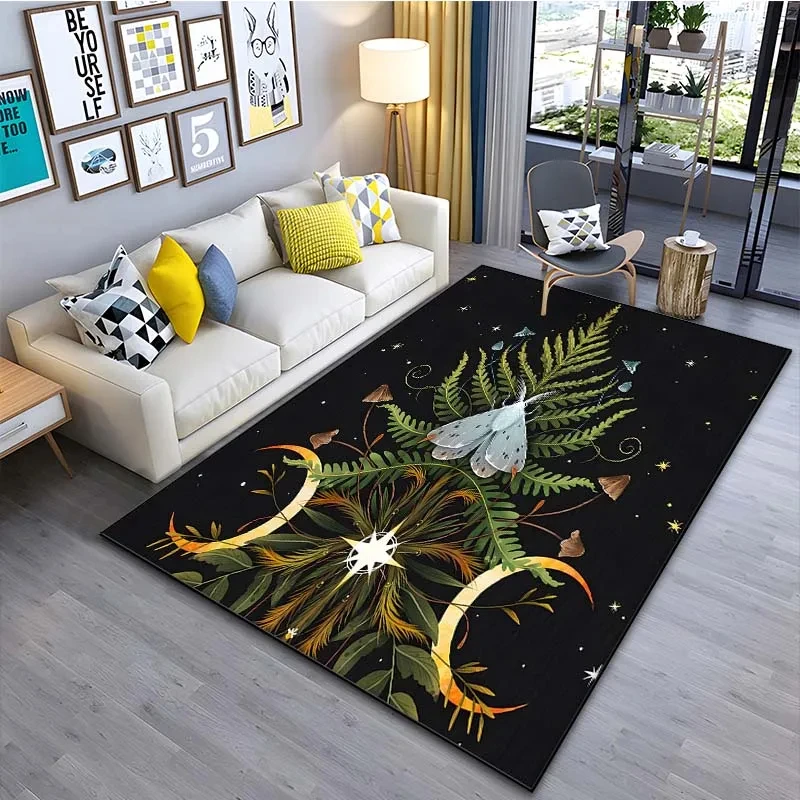 Divination Moth Moon Forest Carpet Mysterious Scenery Area Rug Living Room Yoga Mats Bedroom Bedside Floor Mat Bathroom Doormat