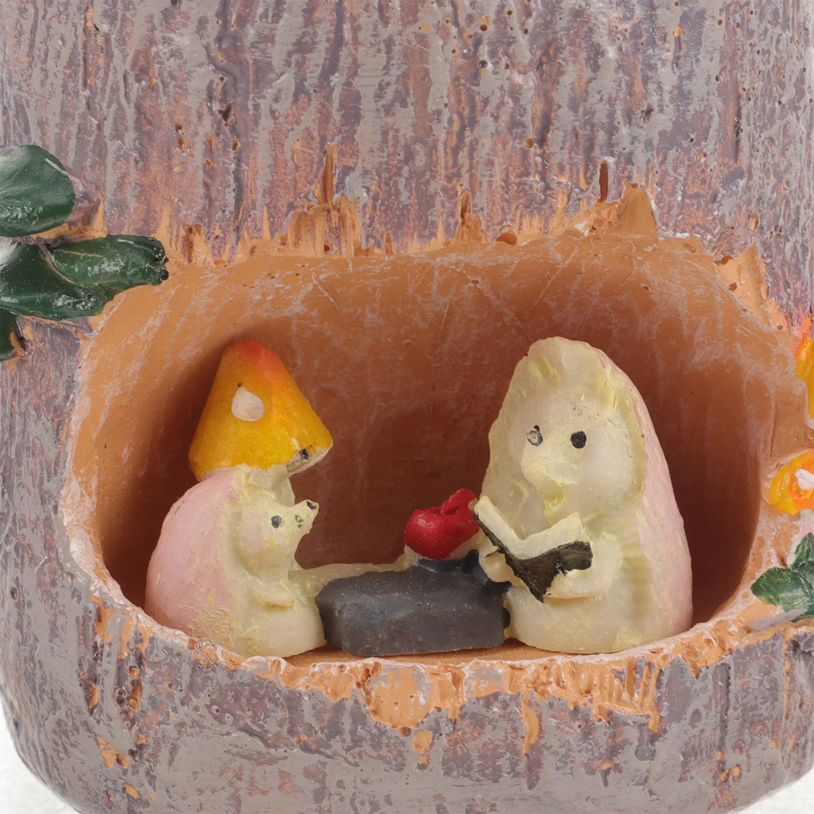 

Hedgehog Resin Tree Hollow Flower Pot Succulent Planter Bonsai Trough Box Indoor Outdoor Garden Decor Fairy Terrarium Decor