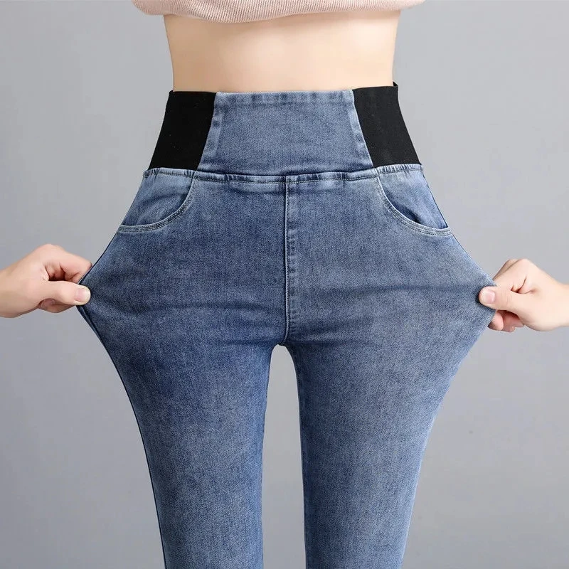 Slim Stretch Women Jeans 26-38 Big Size Casual Pencil Vaqueros Patchwork High Waist Skinny Pants 2023 New Spring Denim Leggings