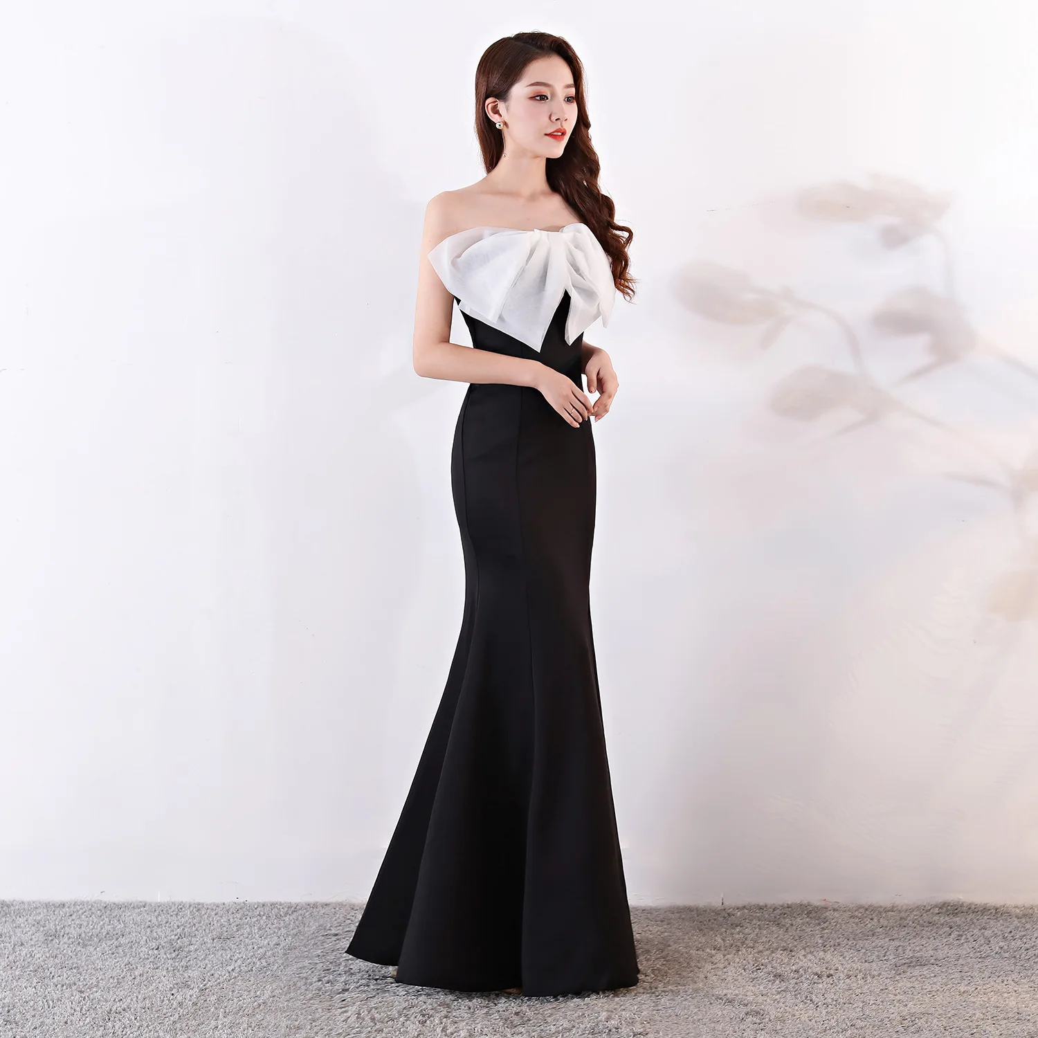 レディース スリミングビスチェ フィッシュテール ロングドレス ヒップハグ リボン装飾 エレガント イブニングドレス