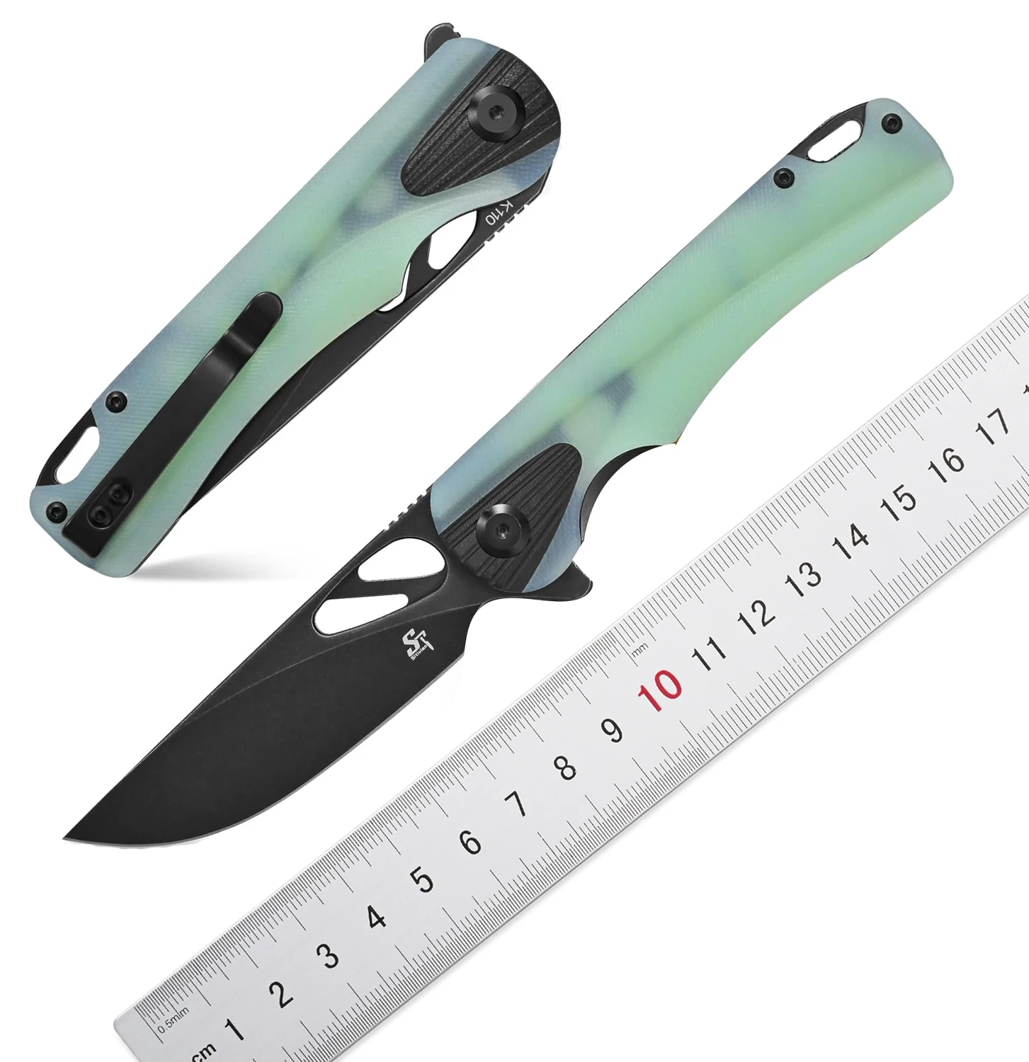 

Sitivien ST165 Folding Knife K110 Steel Blade with G10 Handle EDC Tool Knife Pocket Knife for Outdoor Camping,Hiking,Fishing