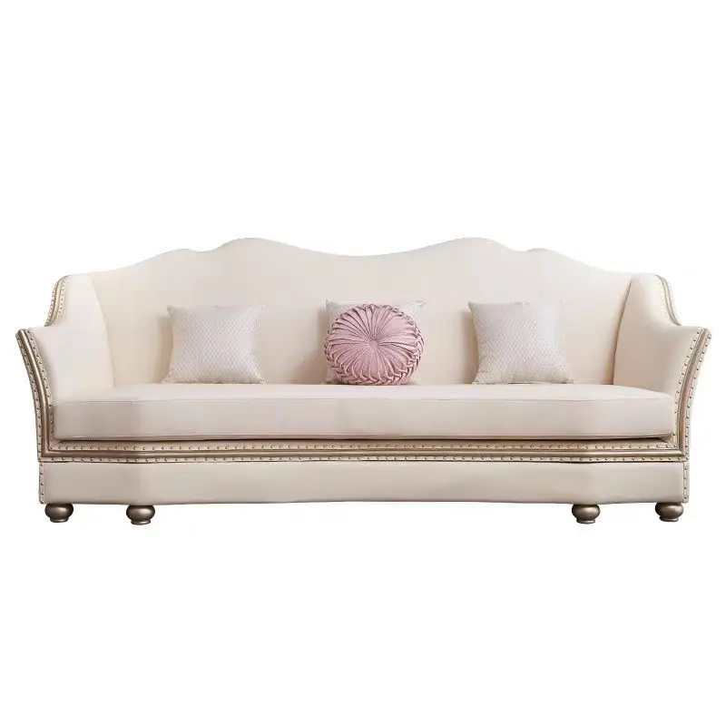 

American light luxury sofa high-end solid wood home villa combination European soft bag leather art with solid wood combination