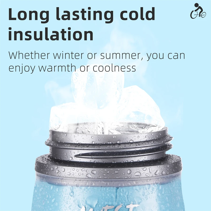 WEST BIKING Cycling Water Bottle Cold Insulation Portable Thermal 620ml Kettle Outdoor Sports Fitness Equipment With Cup Holder