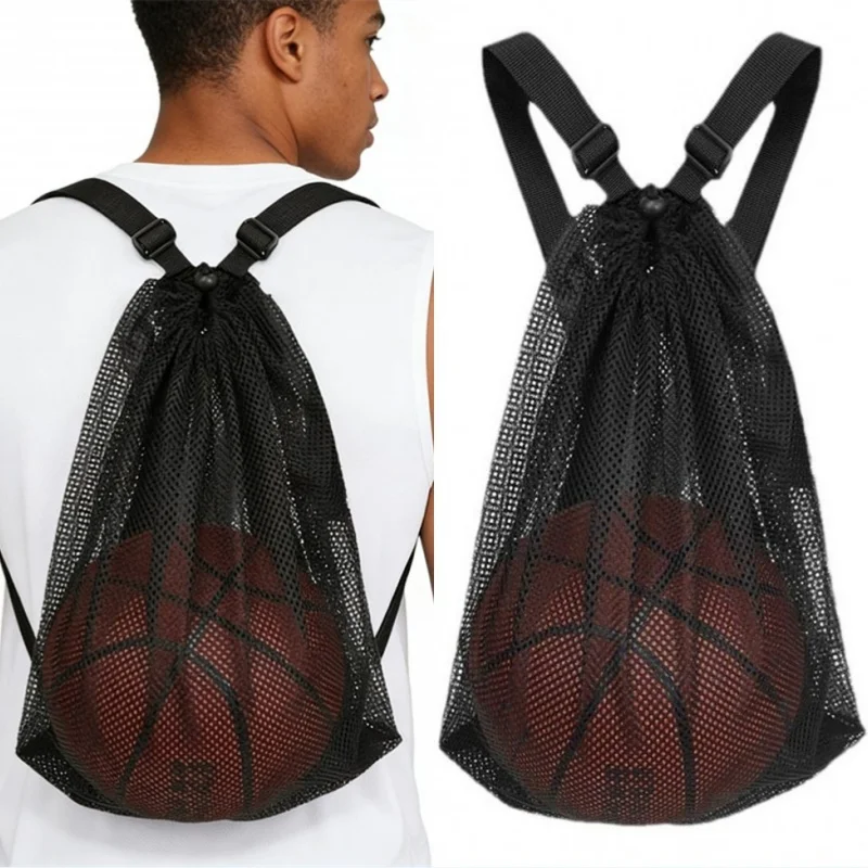 Large Capacity Team Training Mesh Backpack Bag Portable Drawstring Football Basketball Storage Bag Hiking Gym Travel School Bag