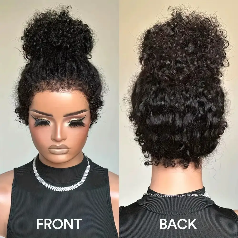 Smilegirl 230% Density Invisible Strap Deep Curly Wave 360 Full HD Glueless Wig 32 Inch Front Human Hair Wig Frontal Wig Wear and Go Daily Party Use