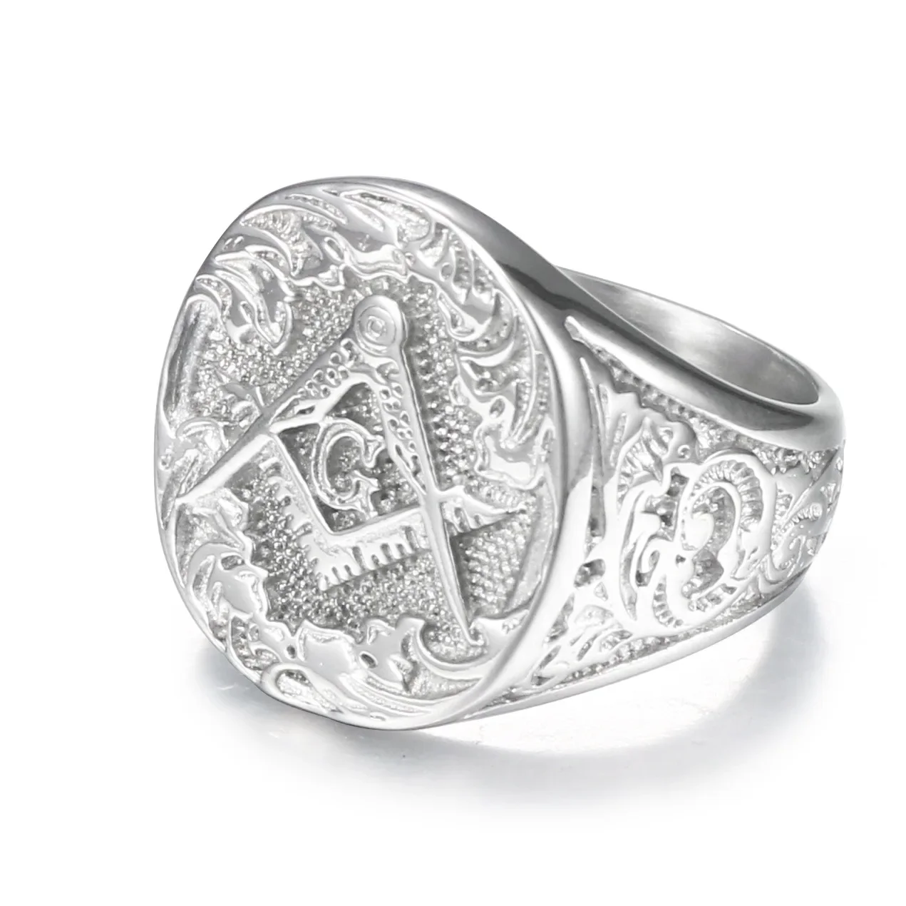 

Fashion Stainless Steel Masonic Ring Vintage Punk Gold GA Ring Size 8-13