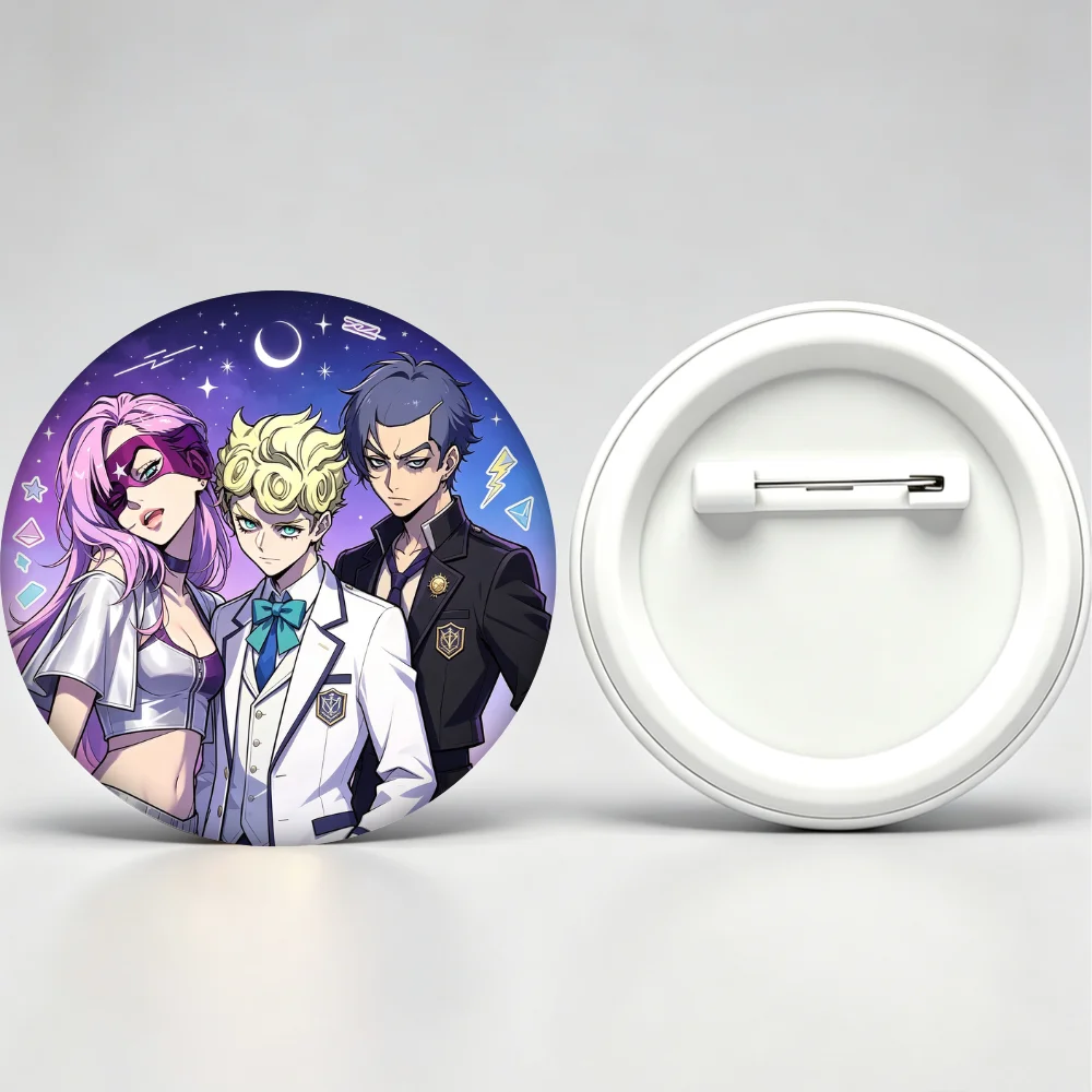 Star Academy Trio Anime Round Tin Badge, Character Button Pin Brooch for Backpack Jacket Decor Gift