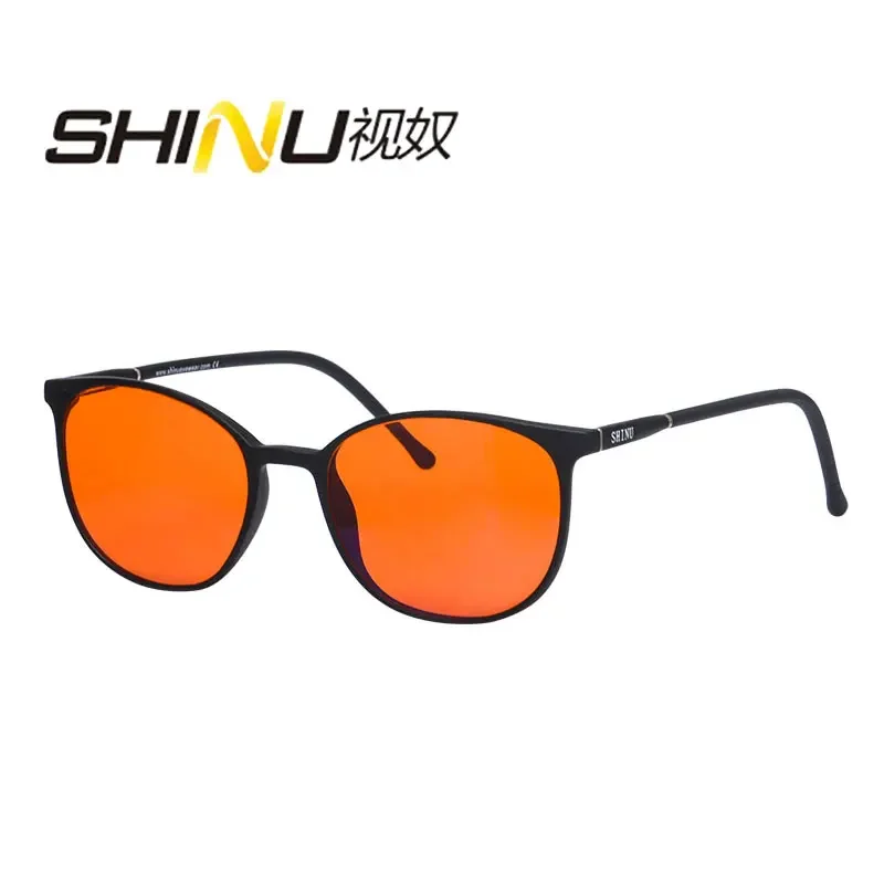 Women glasses blue light filter glasses Orange lenses Women’s eyeglasses with frame vintage eyewear red lens  help better sleep