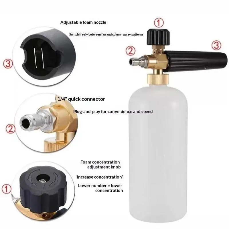 Pressure Washer Foam Cannon BPA Free Eco Friendly Material Foam Blaster for Car Washing Patio Driveway Cleaning