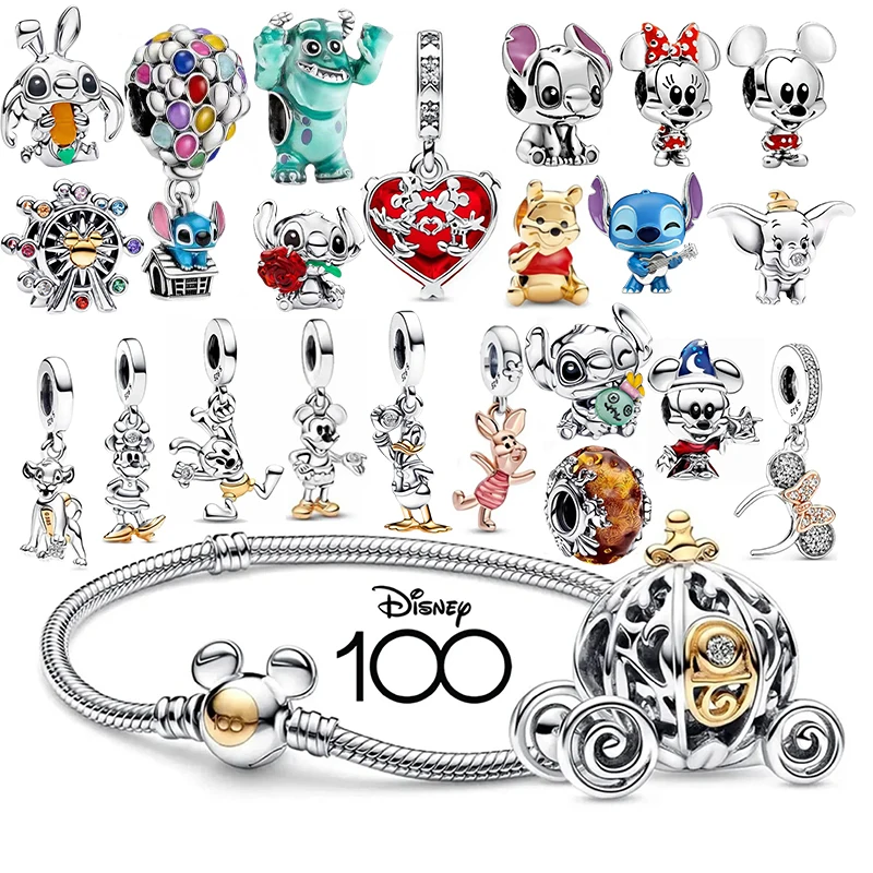 Nouvelle série d'anniversaire Disney en argent 925, pendentifs breloques adaptés aux colliers et bracelets, cadeaux DIY pour femmes, cadeaux de fête et de surprise